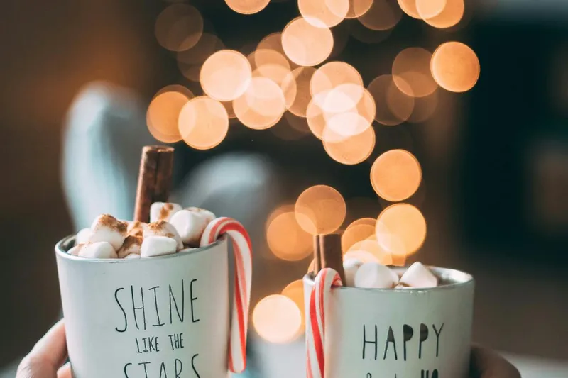 Rich chocolate drinks in close-up